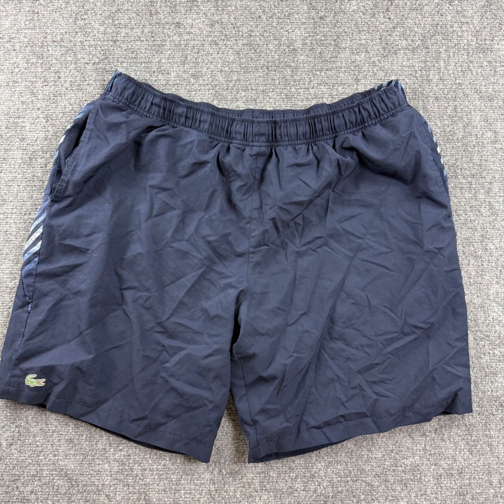 Lacoste Sport Shorts 3XL Navy Blue Striped Side GH3562 Mens